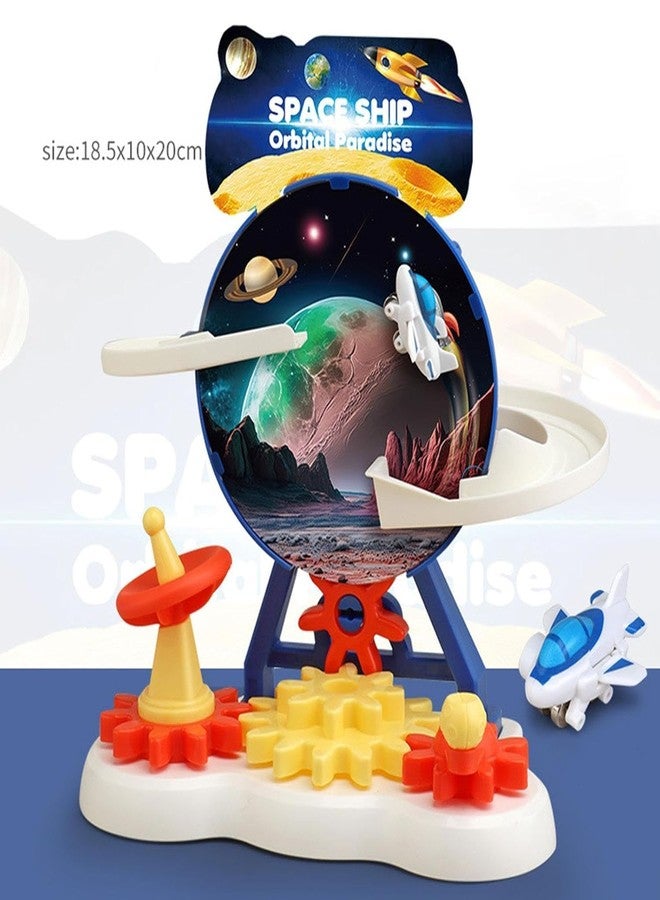 براند كونكور مجموعة ألعاب سفينة الفضاء من ماركة كونكر، مجموعة مسار سباق سفينة الفضاء الكرتونية المضحكة ذاتية التسلق، لعبة سفينة الفضاء الصغيرة الجميلة، لعبة السلم المتحرك مع أضواء وموسيقى (مسار سفينة الفضاء الدوارة) - Image 5